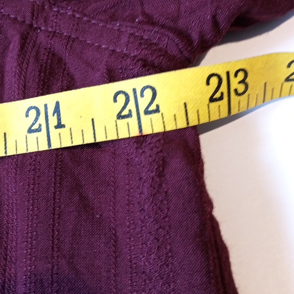 Sz L Know Rose Embroidered Rose Long Sleeve Button Linen Blend Top - Picture 7 of 15